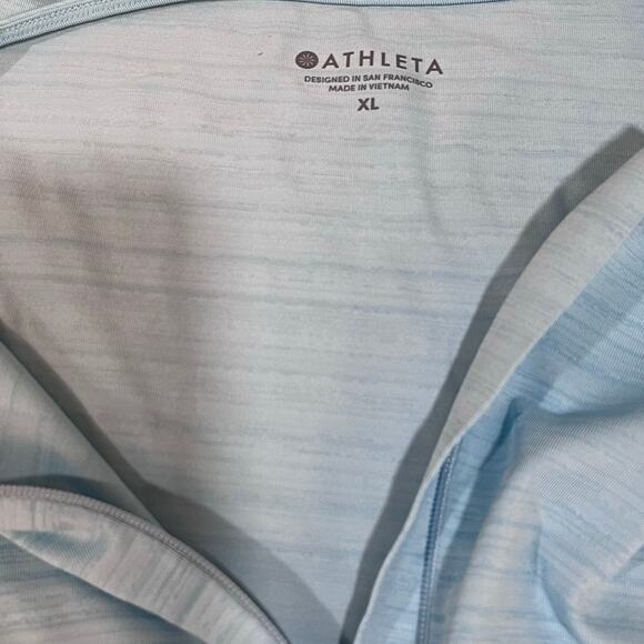 ATHLETA |  Pacifica Ruched Rash Guard 1/2 Zip Top Light Blue Sz XL - Picture 4 of 8